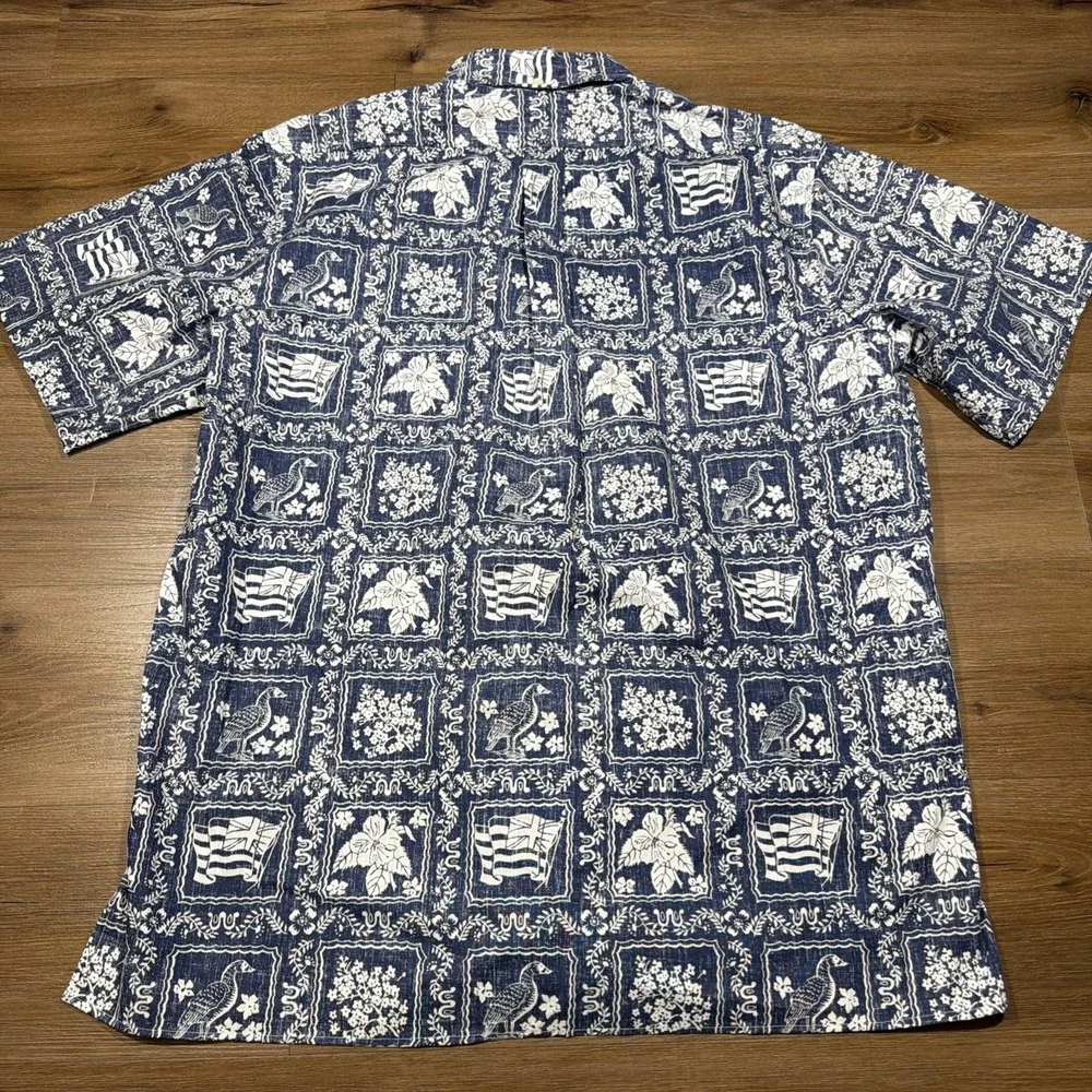 REYN SPOONER Shirt HAWAIIAN Size 2XL Cotton Polyester LAHAINA Denim Blue NWT